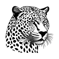 leopard head silhouette, leopard head mascot  isolated on white background, leopard head Black  illustration  - obrazy, fototapety, plakaty