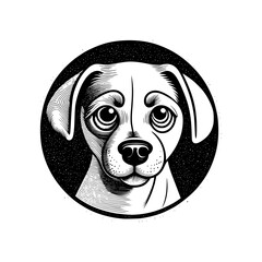 Vintage Style Dog isolated on white background, Black color Vector Dog illustration