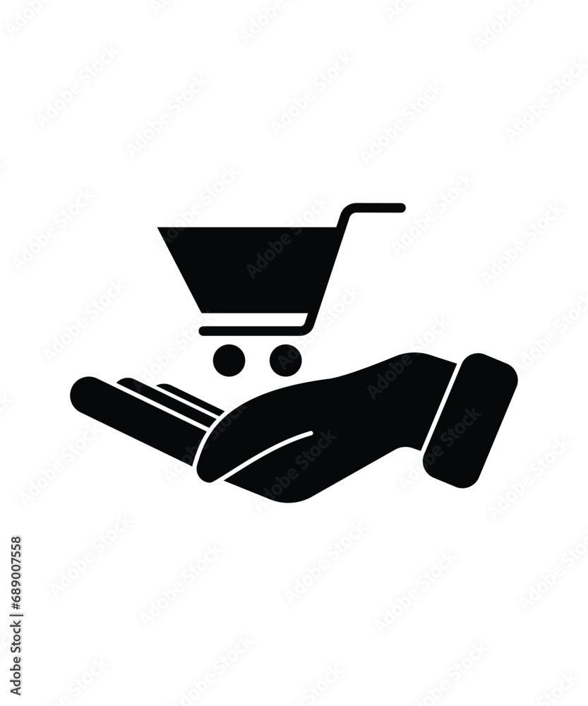 Sticker hand holding shopping icon, vector best flat icon.