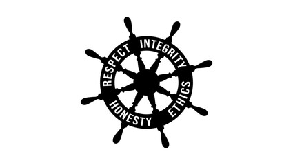 Integrity ethics honesty respect symbol, inscription on the ship's rudder