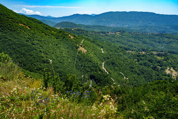 Summer landscape along the road Provinciale Amiternina, Lazio, Italy