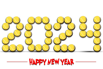 Happy New Year 2024 and tennis ball