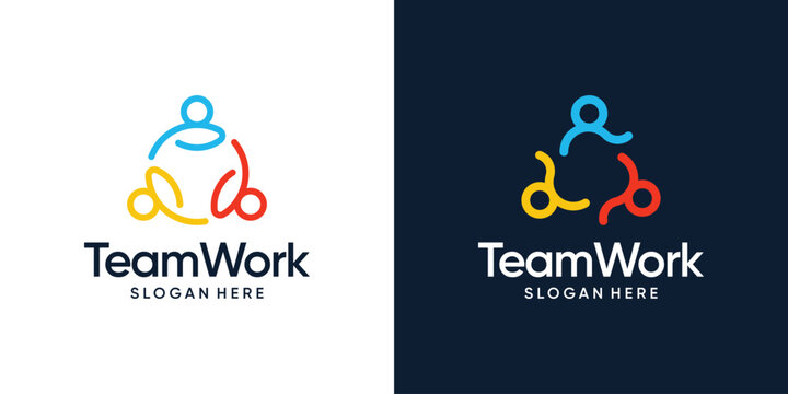 Team work logo design. people family together human unity logo and leadership design graphic vector illustration. Symbol, icon, creative.