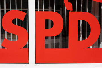 SPD, Schaufenster mit Schrift, Niedersachsen, Deutschland, Europa