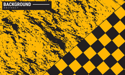 Yellow and black background with checkered pattern elements. Abstract grunge brush background. retro comic concept for your graphic design, banner or poster. Eps10 Vector - obrazy, fototapety, plakaty