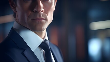 An image highlighting the close-up details of a successful businessman engaged in strategic planning, background image, generative AI