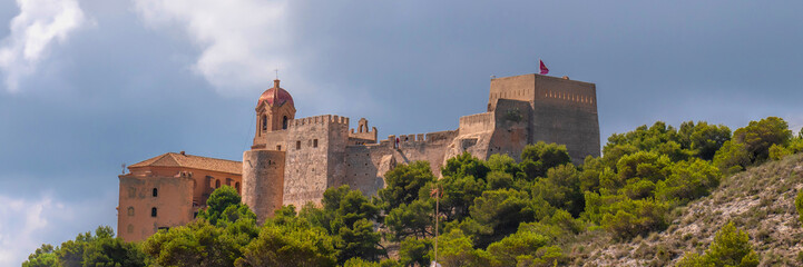 Cullera castle Spain panoramic view of the historic building on the hill