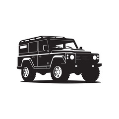 SUV in cartoon, doodle style. Isolated 2d vector illustration in logo, icon style, Eps 10, black and white. AI Generative