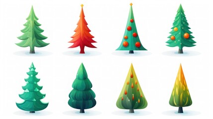 Collection of Christmas trees .generative ai
