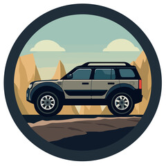 SUV in cartoon, doodle style. Isolated 2d vector illustration in logo, icon style, Eps 10. AI Generative