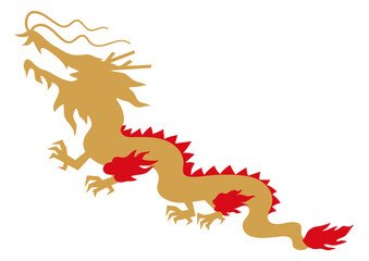 シンプルな竜のシルエット、辰年の年賀状素材