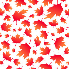 Seamless vector pattern of falling and swirling autumn maple leaves. Design elements for Canada Day.