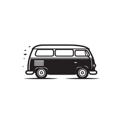 VAN in cartoon, doodle style. Isolated 2d vector illustration in logo, icon style, Eps 10, black and white. AI Generative