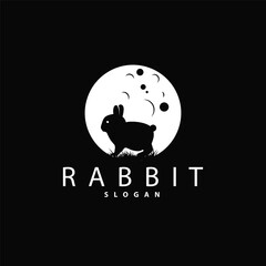 Rabbit logo design cute bunny simple animal silhouette illustration template