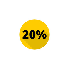 Twenty percent discount icon isolated on transparent background