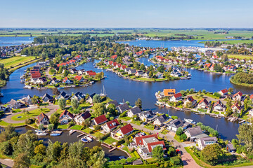 Aerial from the city Terherne in Friesland the Netherlands.