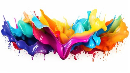 A colorful splash of paint on a white background