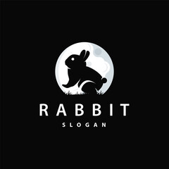 Rabbit logo design cute bunny simple animal silhouette illustration template