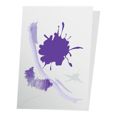 Ink blot, watercolor strokes, scribble with a ballpoint pen on a sheet of paper. School work, splashes, spills. Vector simple design.
