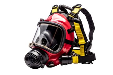 A gas mask on a white transparent background
