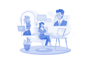 Online Meeting Illustration concept on white background