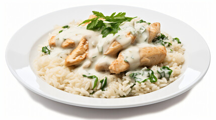 Fototapeta na wymiar Chicken with rice and spinach