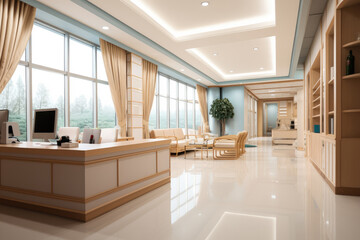 The registration area is the reception and registration area of the medical center.