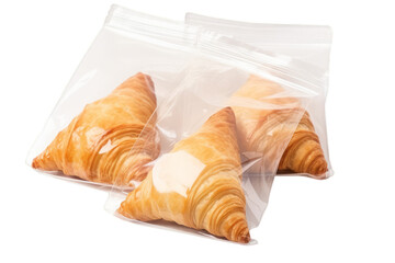 Croissants in Plastic Bags Isolated on White