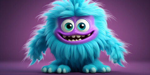 Avatar Monster, 3d Cartoon Furry Monster, happy monster, The Small Furry White Monster Sitting On The Ground Background, Harnessing Humor and Personality Through generative AI