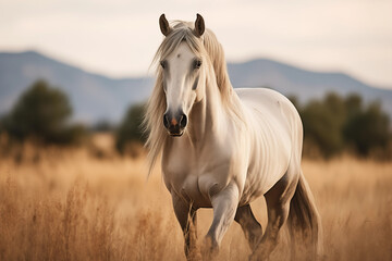 Obraz na płótnie Canvas Horse standing in the field. Generative AI
