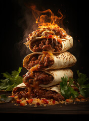 Beef Burrito like pancakes, golden in color and appetizing