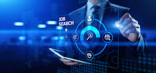 Job Search HR Human resources management concept on screen.