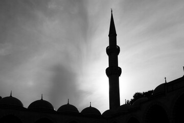 silhouette of a mosque and its minaret