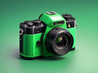 colorful 3d rendering camera isolated on gradient background. travel concept. minimal style with copy space.