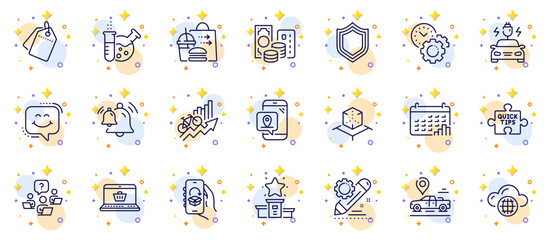 Fototapeta premium Outline set of Credit card, Training results and Online shopping line icons for web app. Include Smile chat, Augmented reality, Winner podium pictogram icons. Teamwork question. Vector