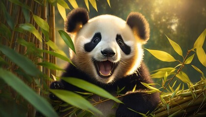 Panda Baby Macro Shot - obrazy, fototapety, plakaty