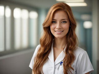 Beautiful nurse in hospital with gown