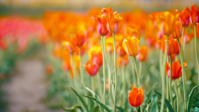 Holland Tulips Flowers Festival Springtime Authentic Traditional Dutch Culture 4K