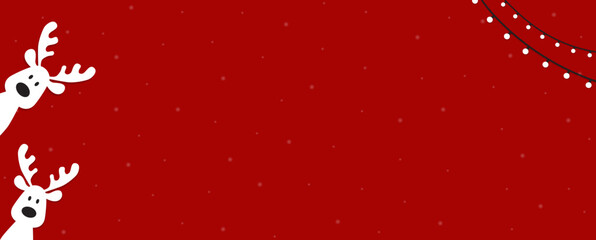Cute Christmas reindeer on a red background. Christmas background, banner, or card. © TestersDesigns