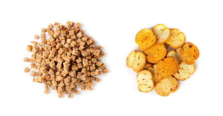 Homemade Rye Bread Croutons, Crispy Bread Cubes, Dry Rye Crumbs