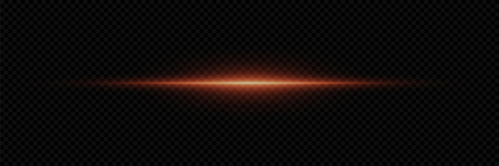 Abstract line of red lights on transparent background vector illustration. A bright flash of light on the line. - obrazy, fototapety, plakaty