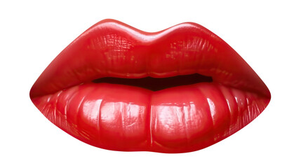 Red female lips close-up, cut out - obrazy, fototapety, plakaty