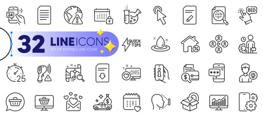 Outline set of Shopping cart, Web shop and Video conference line icons for web with Love mail, Face id, Person idea thin icon. Quickstart guide, Statistics. Design with yellow 3d stars. Vector