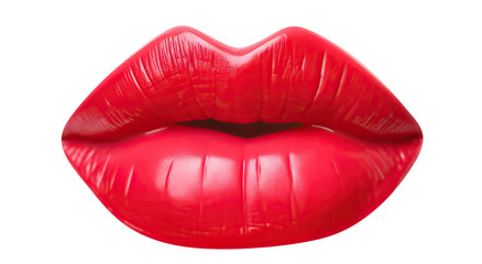 Red female lips close-up, cut out