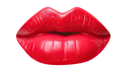 Red female lips close-up, cut out