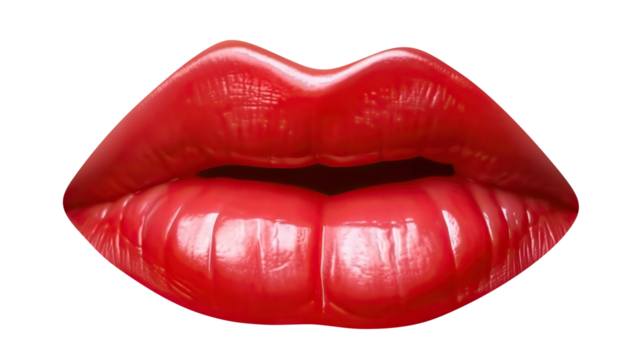 Red female lips close-up, cut out