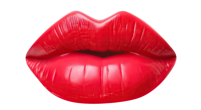 Red female lips close-up, cut out