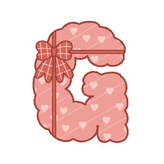 letter G bubble cute alphabet gift and ribbon pink heart for valentine baby shower birthday party 