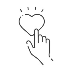 Obraz premium ハートを押しているシンプルな人の手の線アイコン - LIKE･いいねやSNSのイメージ素材 