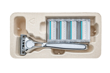 Manual Safety razor in an recycled paper Storage box with Replacement Blades